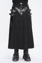 Jupe Punk pour Homme en Cuir Verni Noir avec Fente